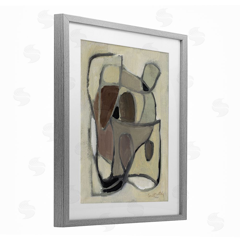 Lanie Loreth Rustic Curved Shapes Abstract Gray Framed Print Under Glass Wall Art
