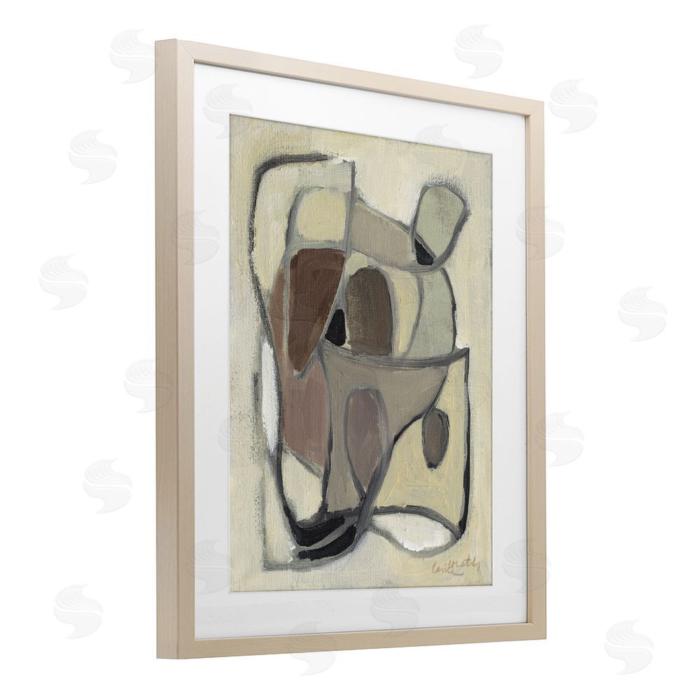 Lanie Loreth Rustic Curved Shapes Abstract Brown Framed Print Under Glass Wall Art