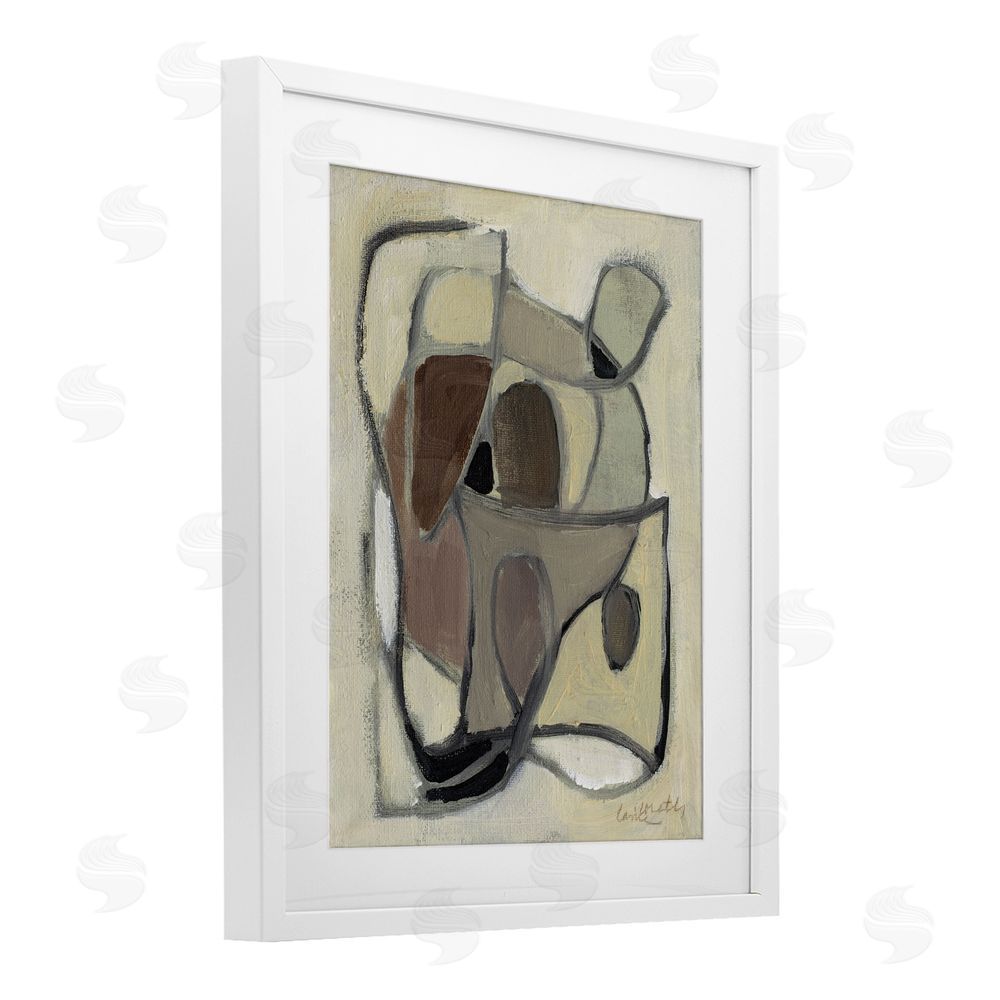 Lanie Loreth Rustic Curved Shapes Abstract White Framed Print Under Glass Wall Art