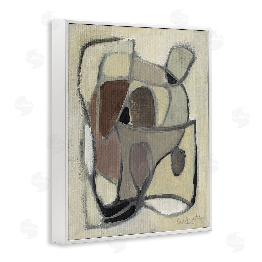 Lanie Loreth Rustic Curved Shapes Abstract White Framed Giclee Wall Art Print