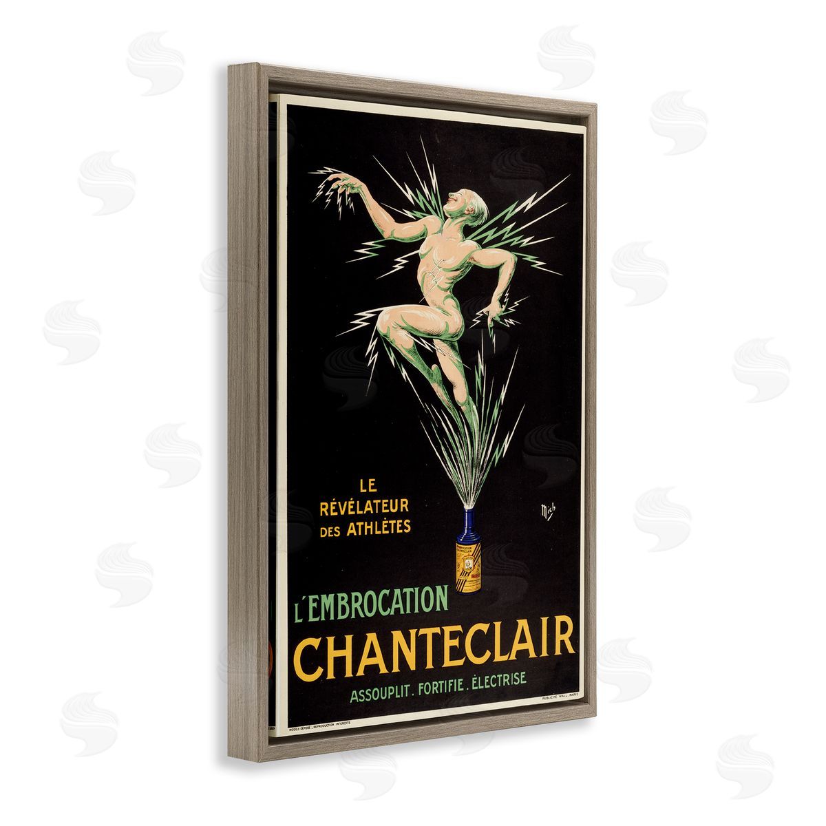 Vintage Chanteclair Wine Brown Floating Frame Canvas Wall Art, Home Decor by Marcus Jules