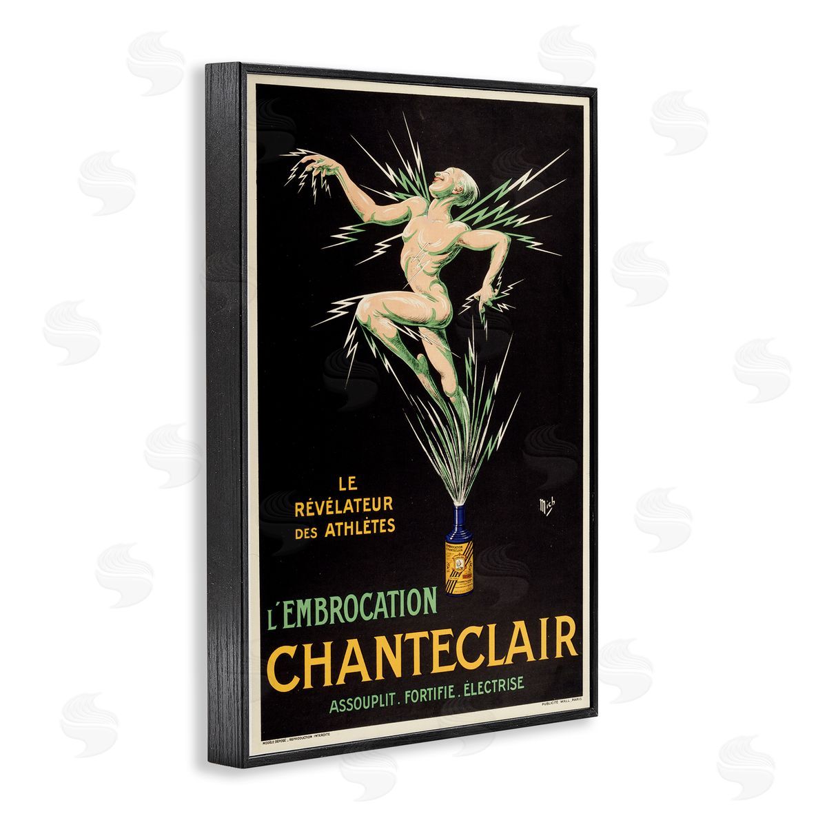 Vintage Chanteclair Wine Black Frame Print Wall Art, Home Decor by Marcus Jules