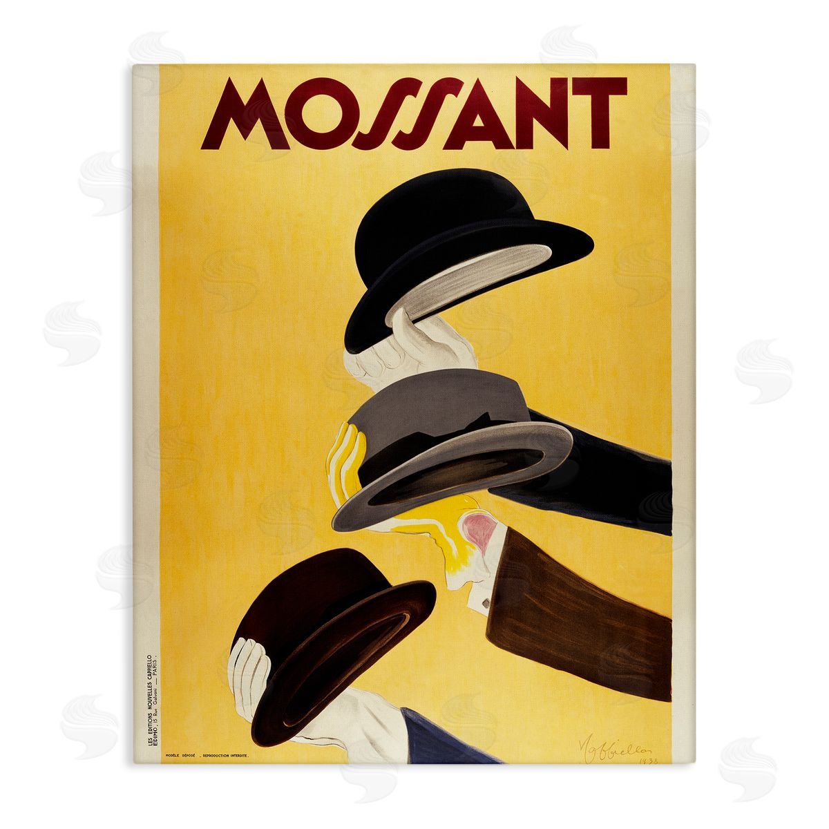 Vintage Top Hat Advertisement Canvas Wall Art, Home Decor by Marcus Jules
