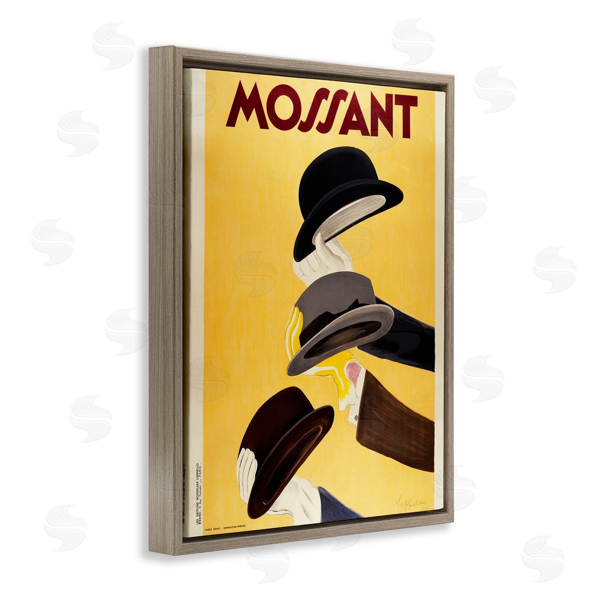 Vintage Top Hat Advertisement Brown Floating Frame Canvas Wall Art, Home Decor by Marcus Jules