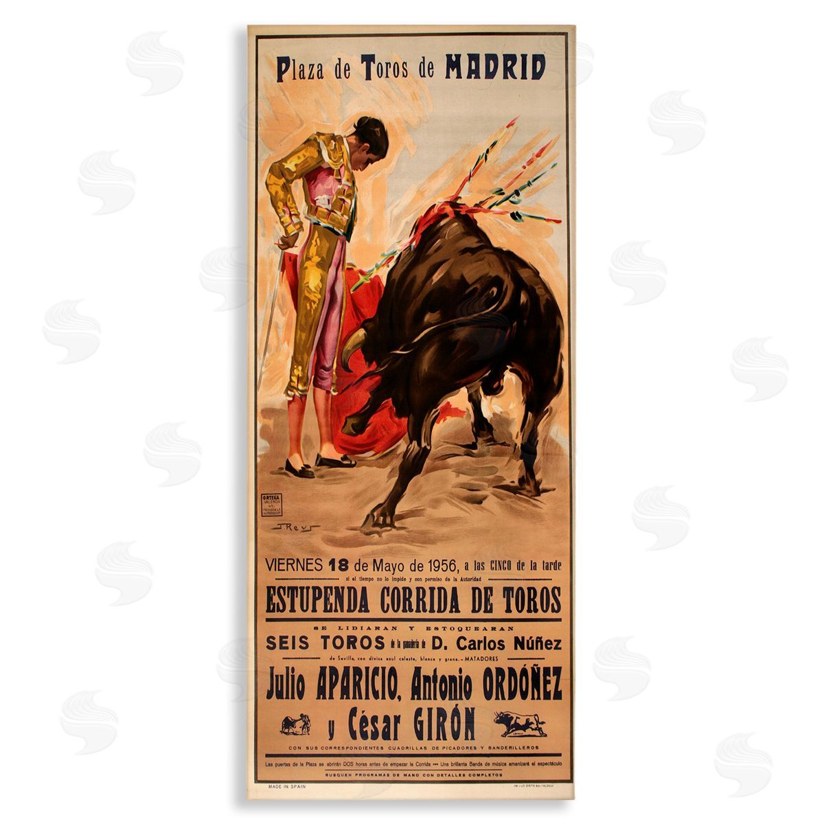 Great Bullfight Antique Advertisement Canvas Wall Art, Home Decor by Marcus Jules