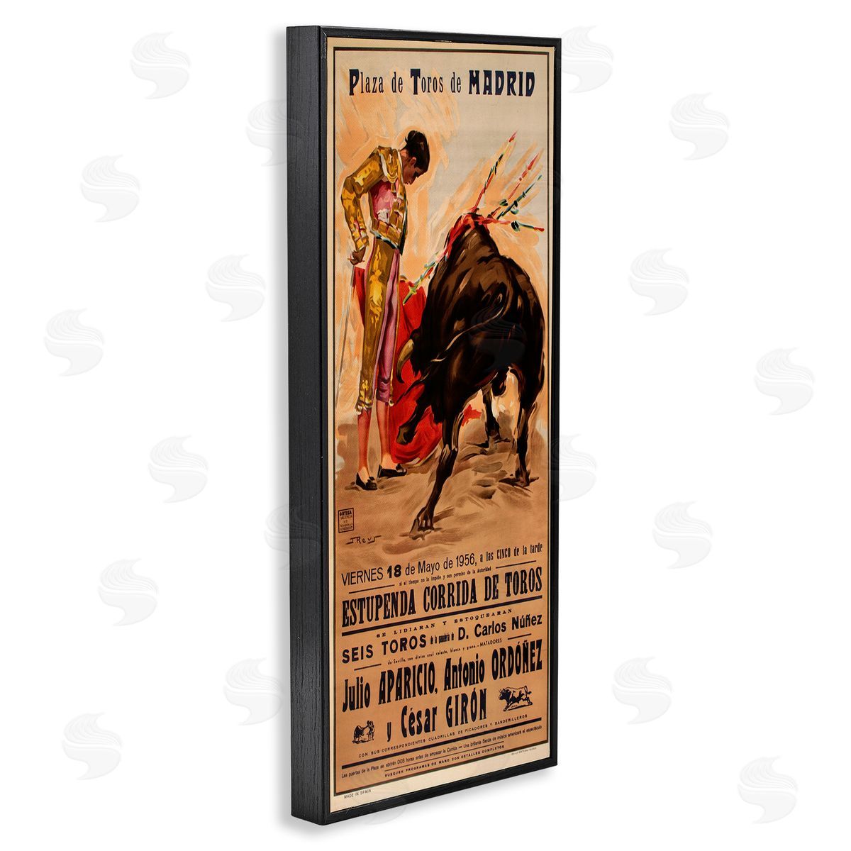 Great Bullfight Antique Advertisement Black Frame Print Wall Art, Home Decor by Marcus Jules