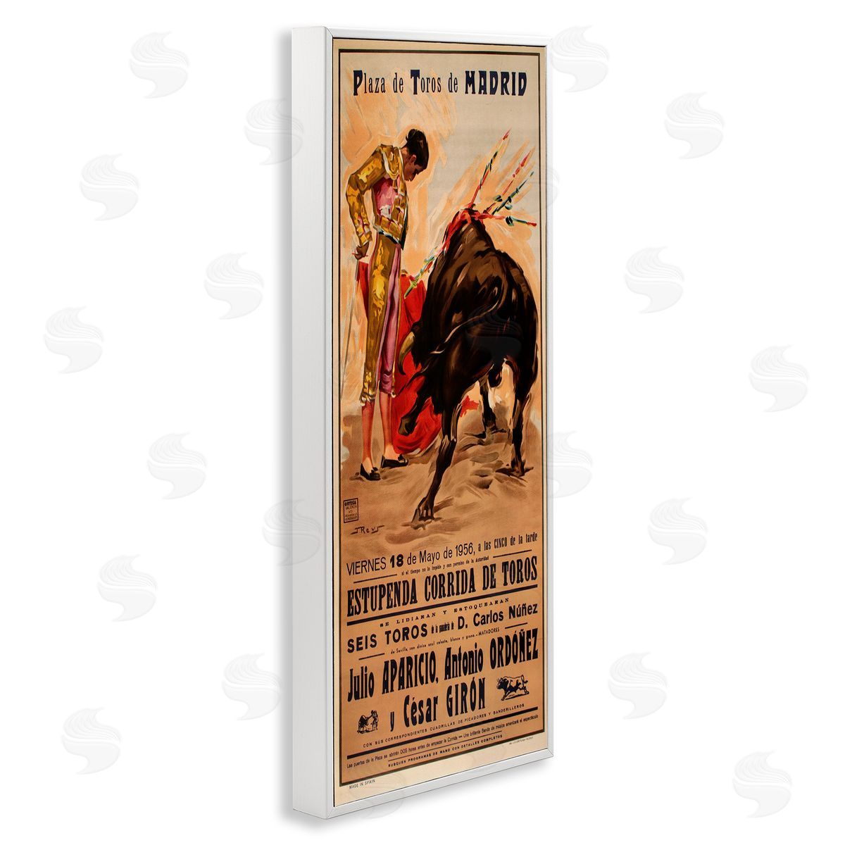 Great Bullfight Antique Advertisement White Frame Print Wall Art, Home Decor by Marcus Jules