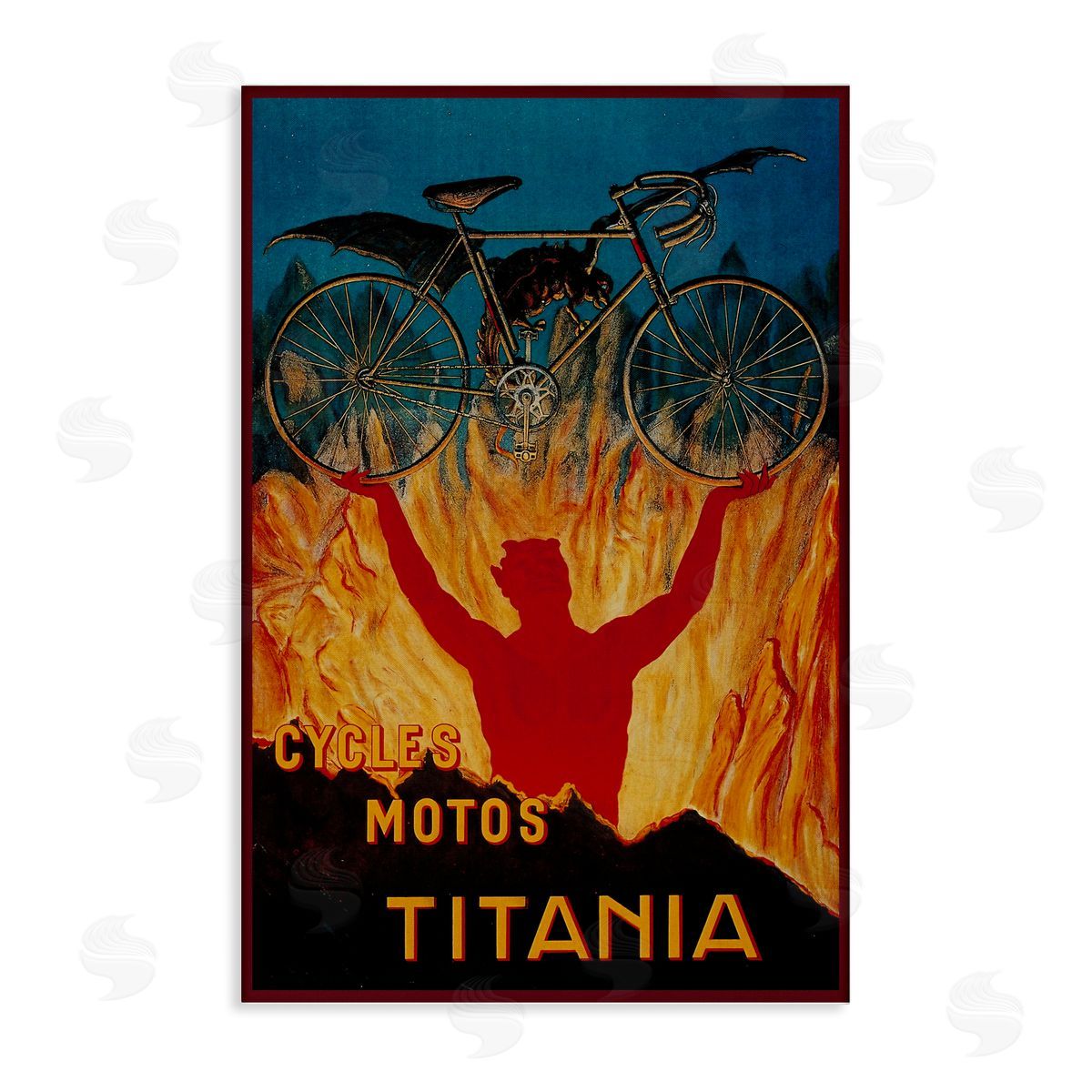 Vintage Dragon & Bicycle Canvas Wall Art, Home Decor by Marcus Jules