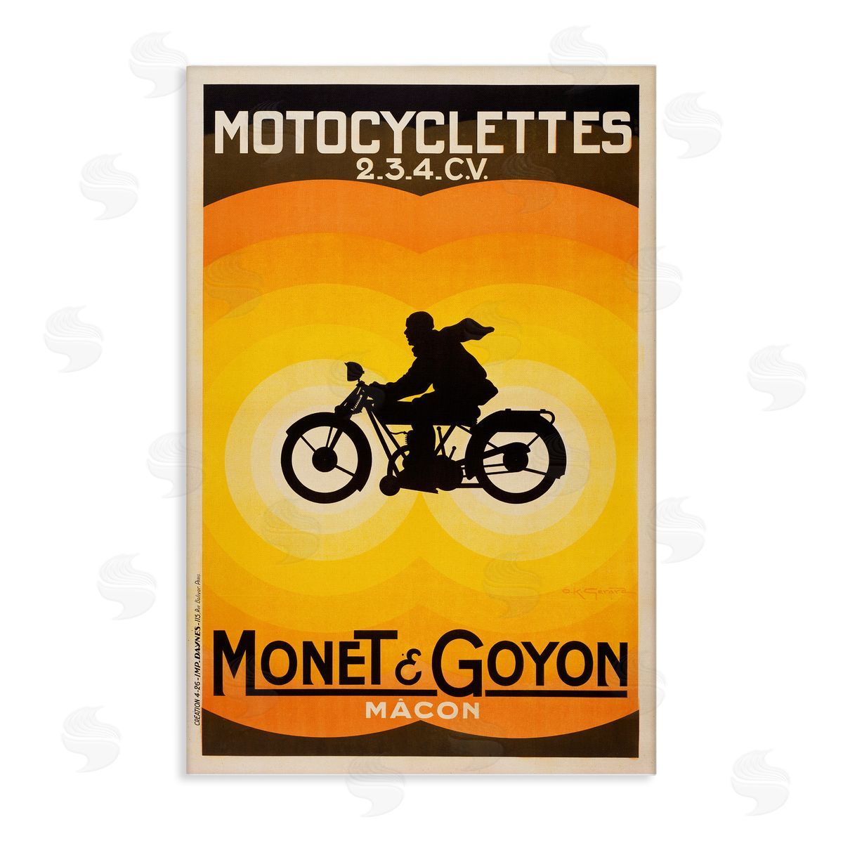 Vintage Motorcycle Advertisement Canvas Wall Art, Home Decor by Marcus Jules