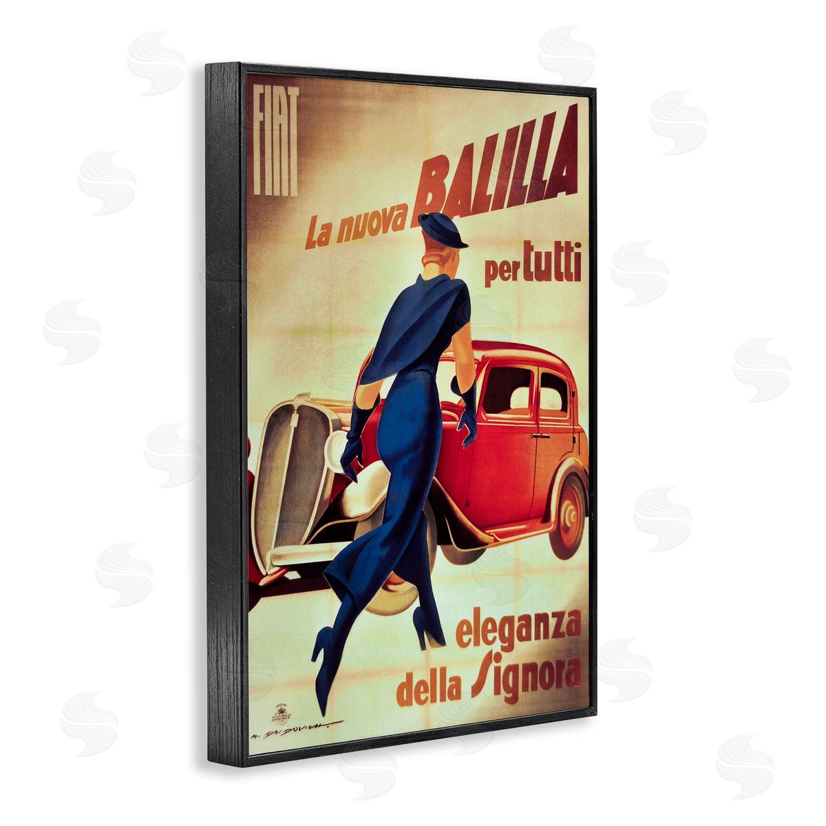 Antique Vehicle & Woman Advertisement Black Frame Print Wall Art, Home Decor by Marcus Jules