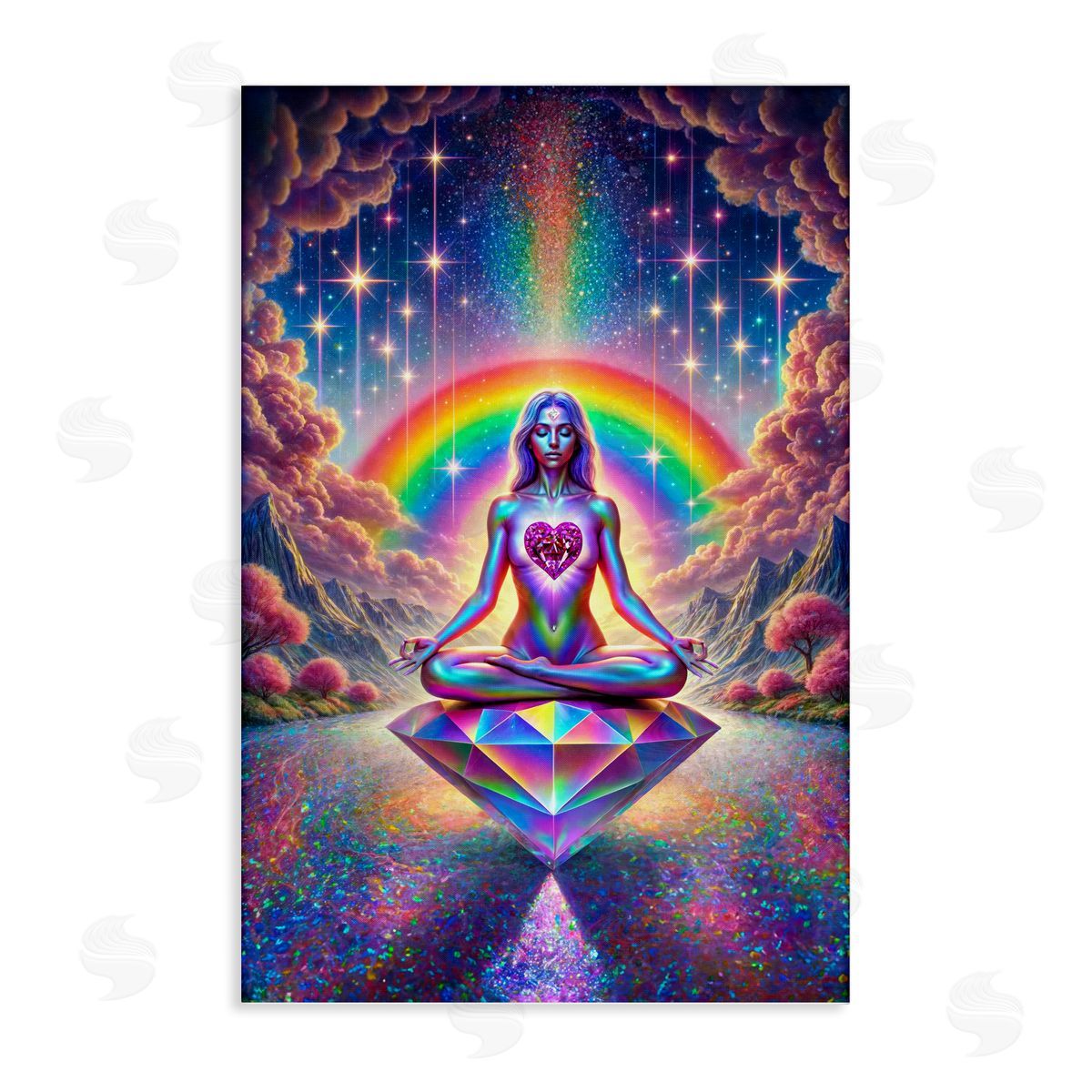Spiritual Enlightenment Meditation Canvas Wall Art, Home Decor by Spirit of the Rainbow
