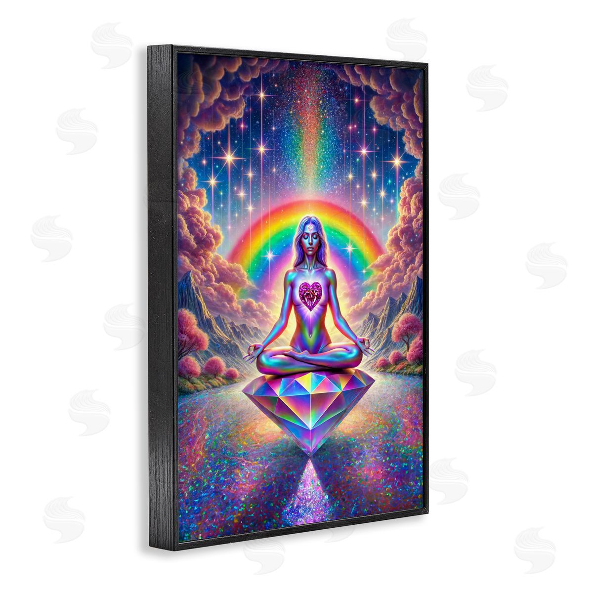 Spiritual Enlightenment Meditation Black Frame Print Wall Art, Home Decor by Spirit of the Rainbow