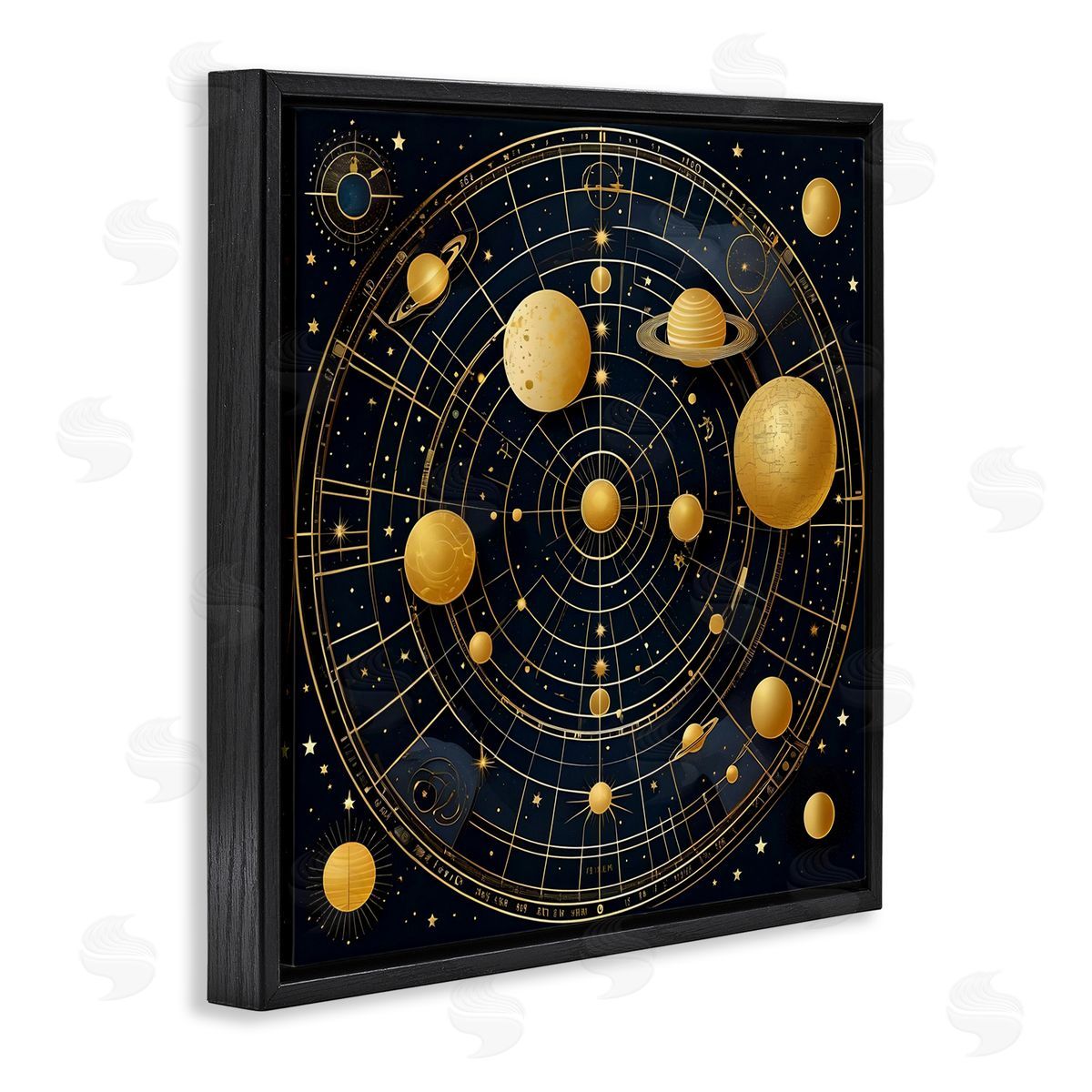 Astral Planets in Solar System Black Floating Frame Canvas Wall Art, Home Decor by Tabz Jones