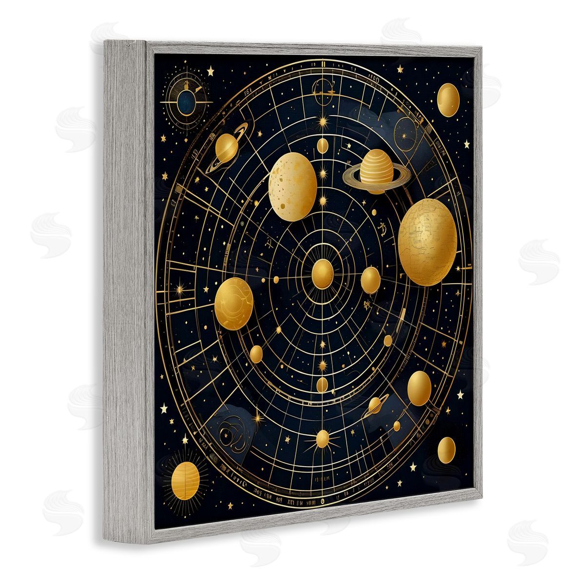 Astral Planets in Solar System Grey Frame Print Wall Art, Home Decor by Tabz Jones