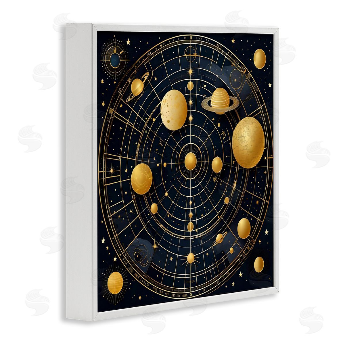 Astral Planets in Solar System White Frame Print Wall Art, Home Decor by Tabz Jones