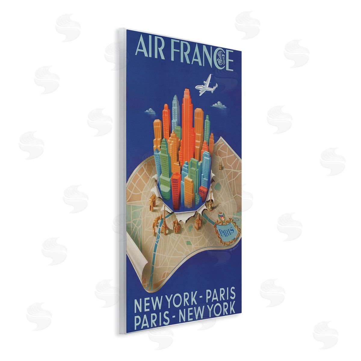 Air France Vintage Travel Wood Plaque Wall Art, Home Decor by Marcus Jules
