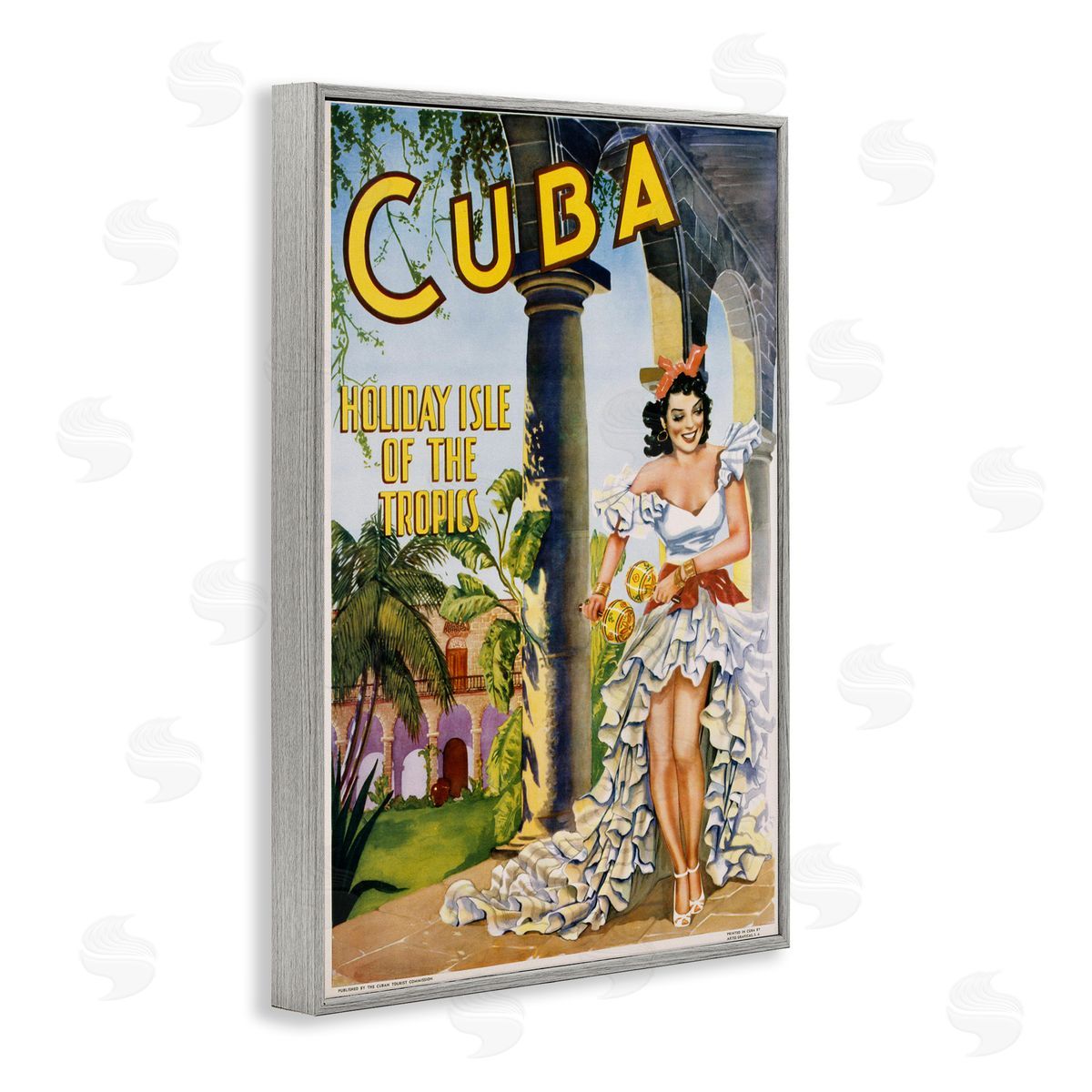 Cuba Travel Advertisement Grey Frame Print Wall Art, Home Decor by Marcus Jules