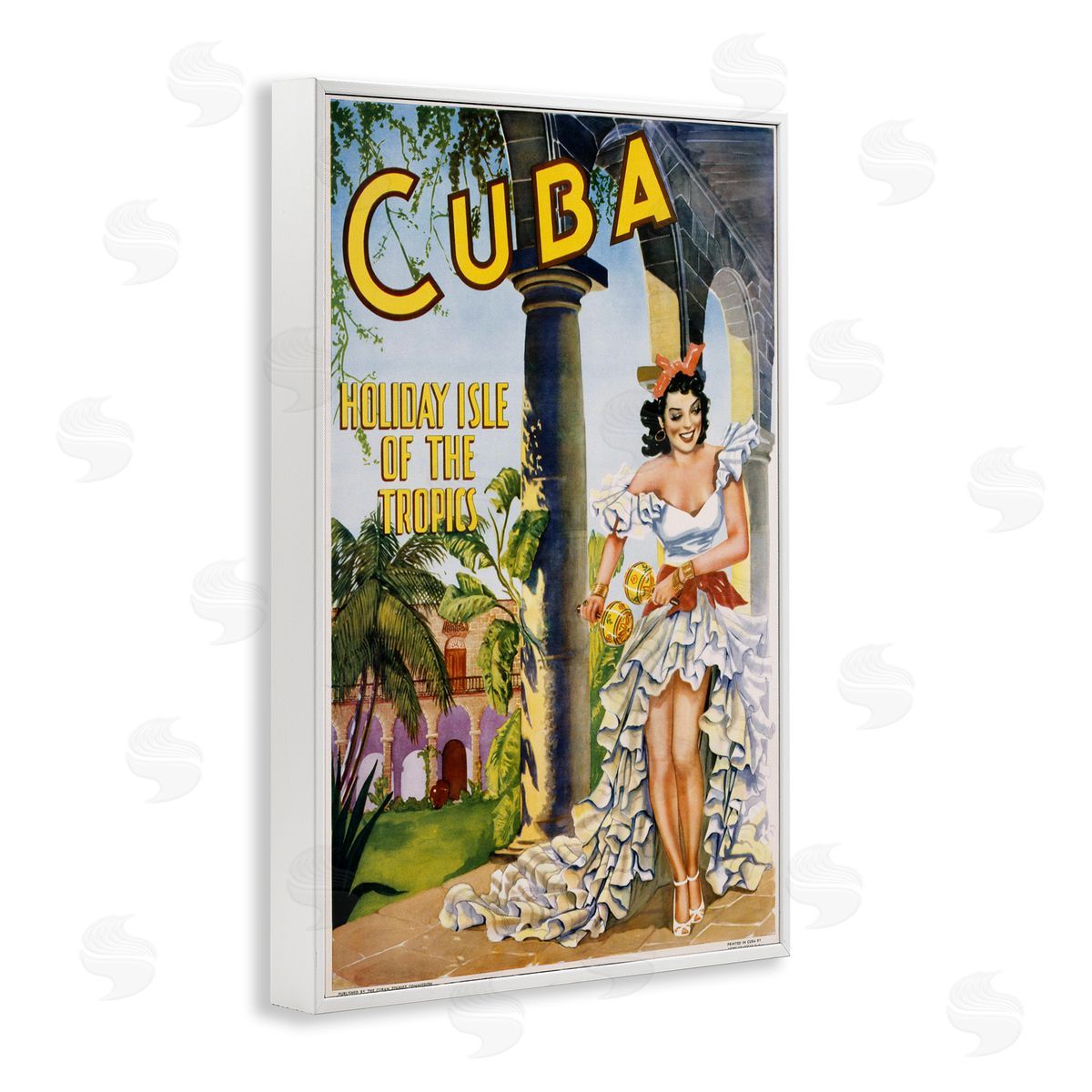 Cuba Travel Advertisement White Frame Print Wall Art, Home Decor by Marcus Jules