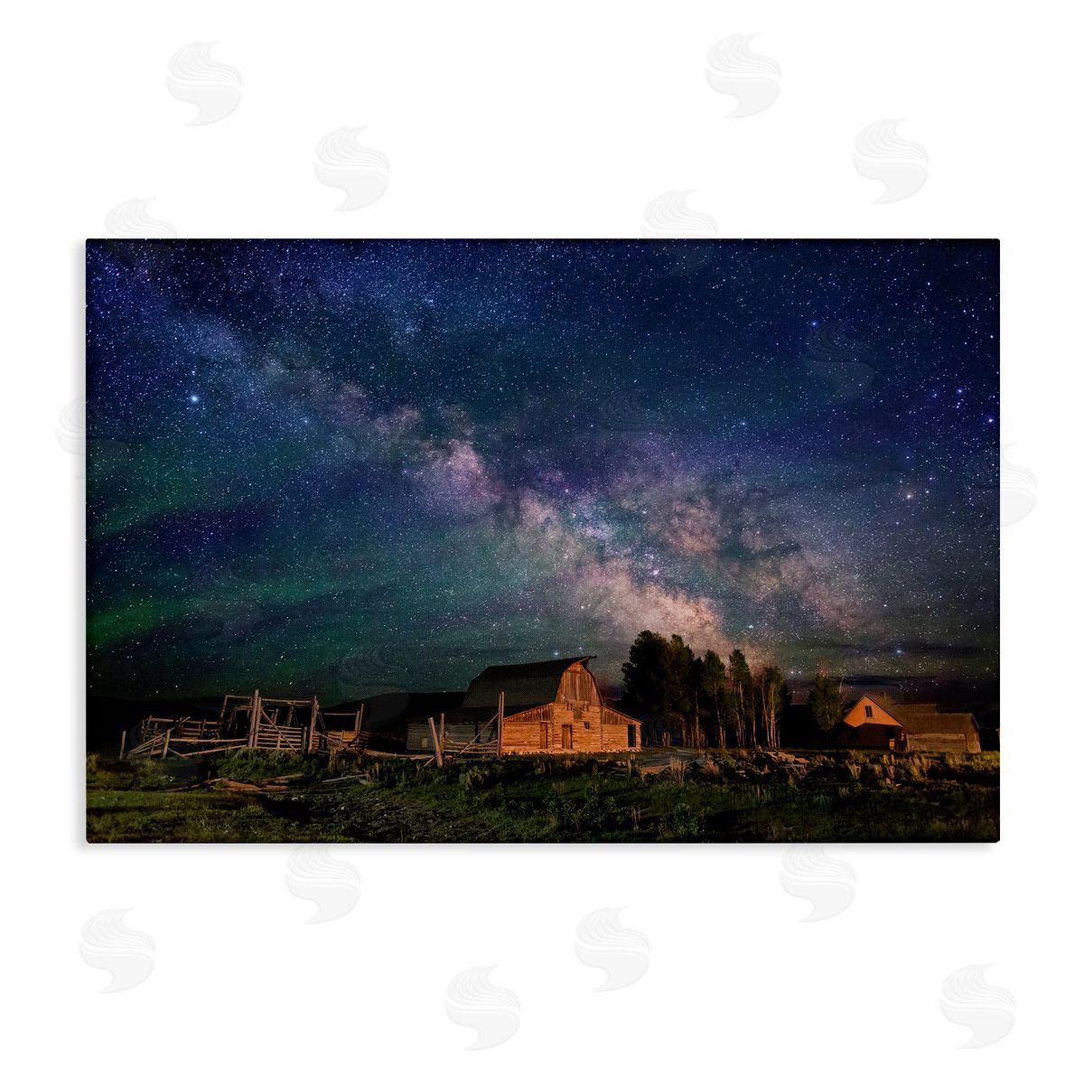 Nebula Sky over Farm Scene Canvas Wall Art, Home Decor by Royce Bair