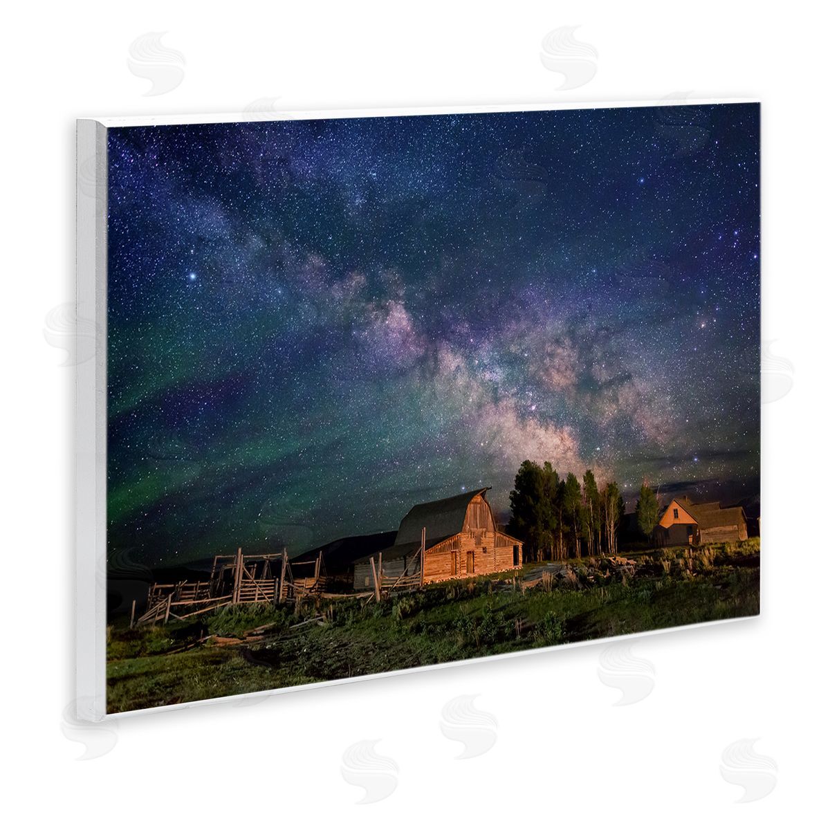 Nebula Sky over Farm Scene Wood Plaque Wall Art, Home Decor by Royce Bair