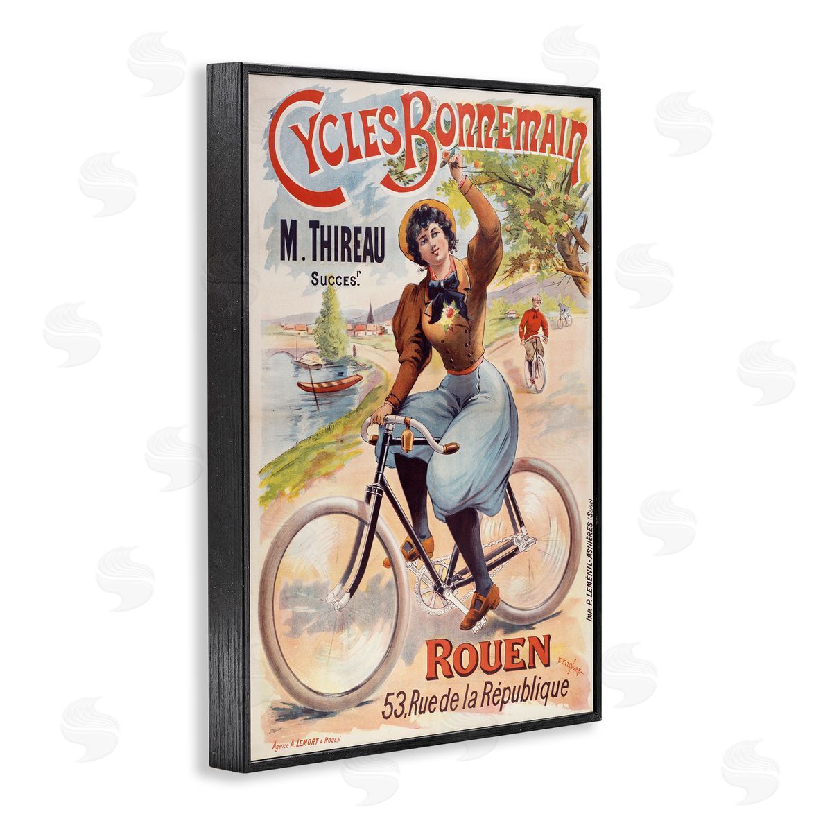 Vintage Cycles Bonnemain Black Frame Print Wall Art, Home Decor by Marcus Jules