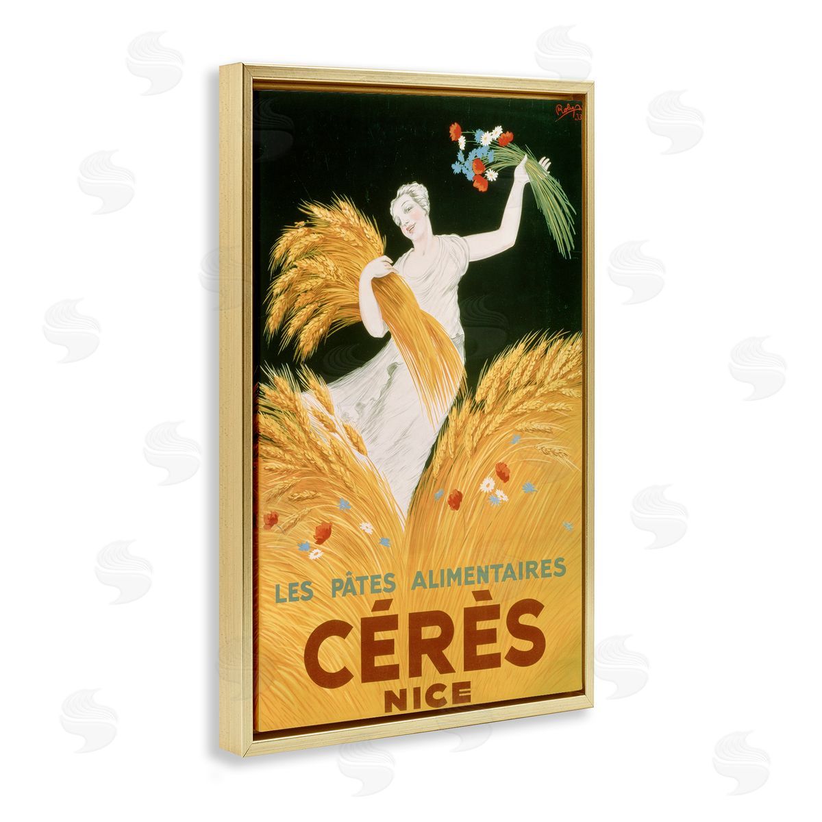 Antique Ceres Goddess Gold Floating Frame Canvas Wall Art, Home Decor by Marcus Jules