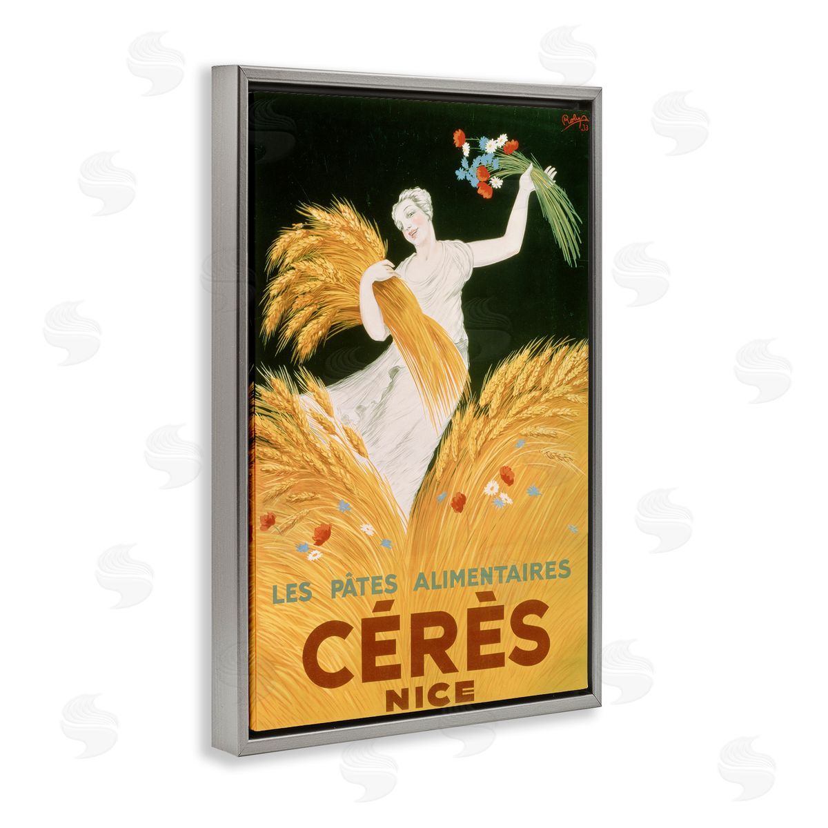 Antique Ceres Goddess Grey Floating Frame Canvas Wall Art, Home Decor by Marcus Jules