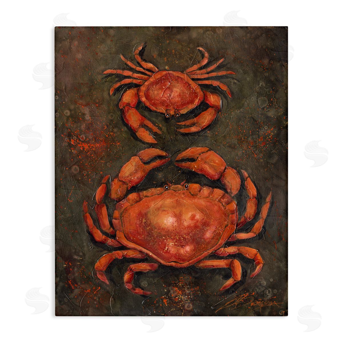 Small & Large Crab Pair Canvas Wall Art, Home Decor by Jody Bergsma