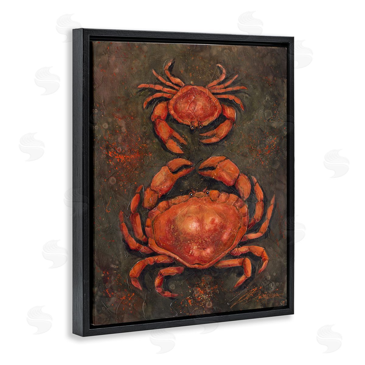 Small & Large Crab Pair Black Floating Frame Canvas Wall Art, Home Decor by Jody Bergsma