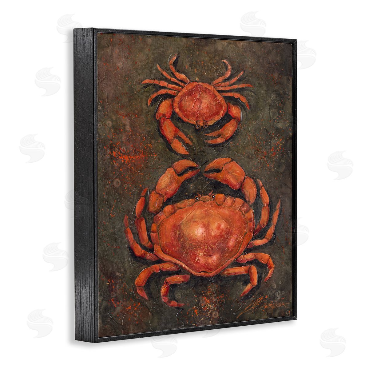 Small & Large Crab Pair Black Frame Print Wall Art, Home Decor by Jody Bergsma