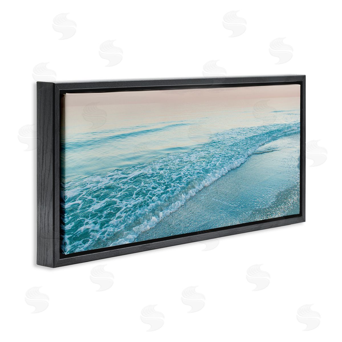 Luminous Sunset over Beach Black Floating Frame Canvas Wall Art, Home Decor by Mary Lou Johnson