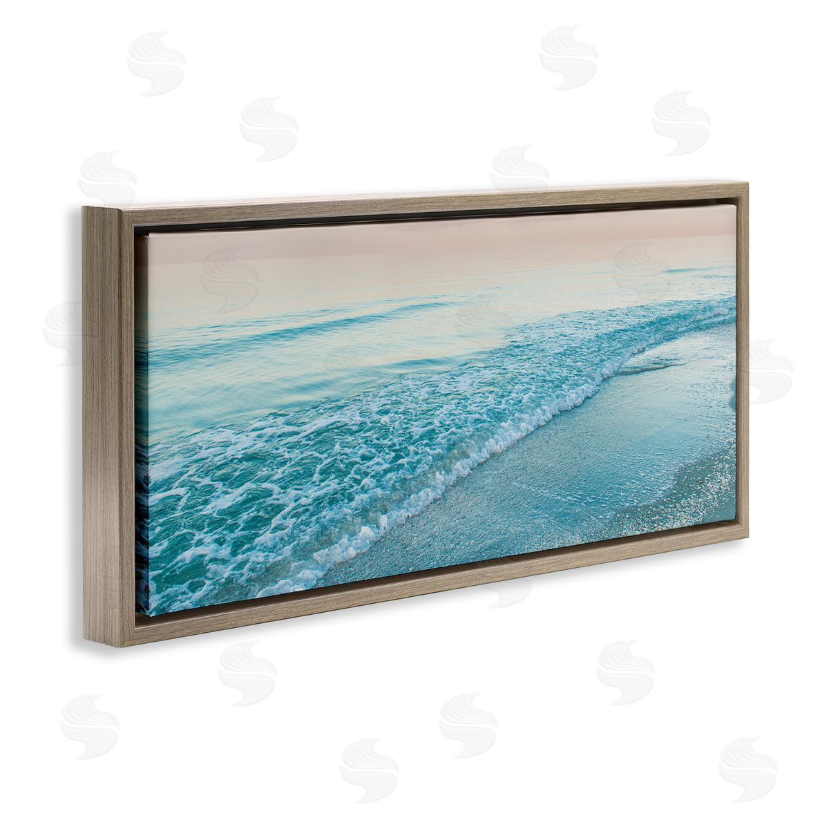 Luminous Sunset over Beach Brown Floating Frame Canvas Wall Art, Home Decor by Mary Lou Johnson