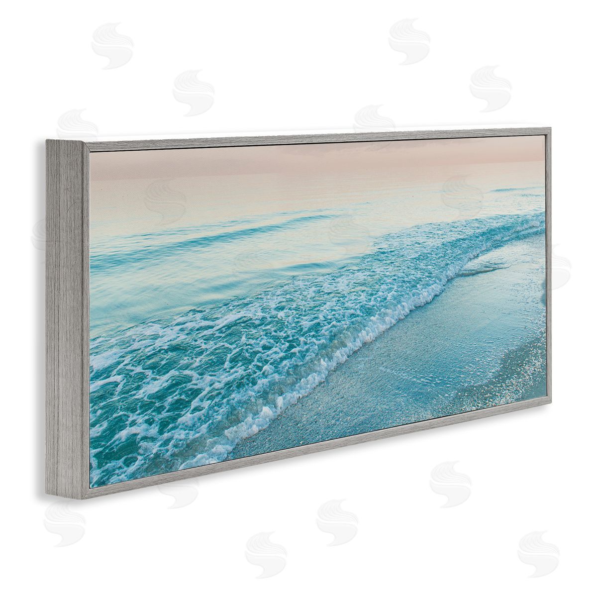 Luminous Sunset over Beach Grey Frame Print Wall Art, Home Decor by Mary Lou Johnson