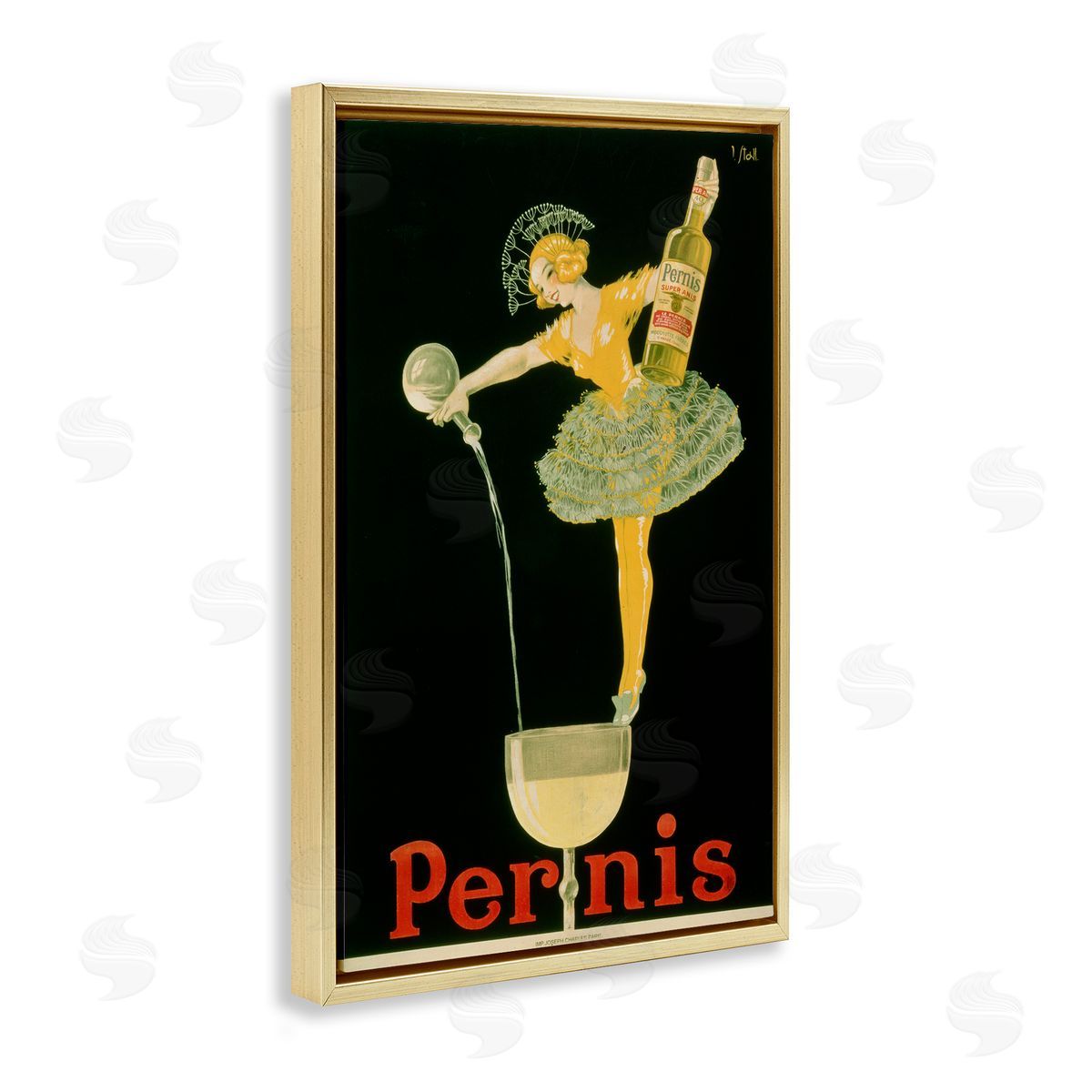 Vintage Pernis Wine Pour Gold Floating Frame Canvas Wall Art, Home Decor by Marcus Jules