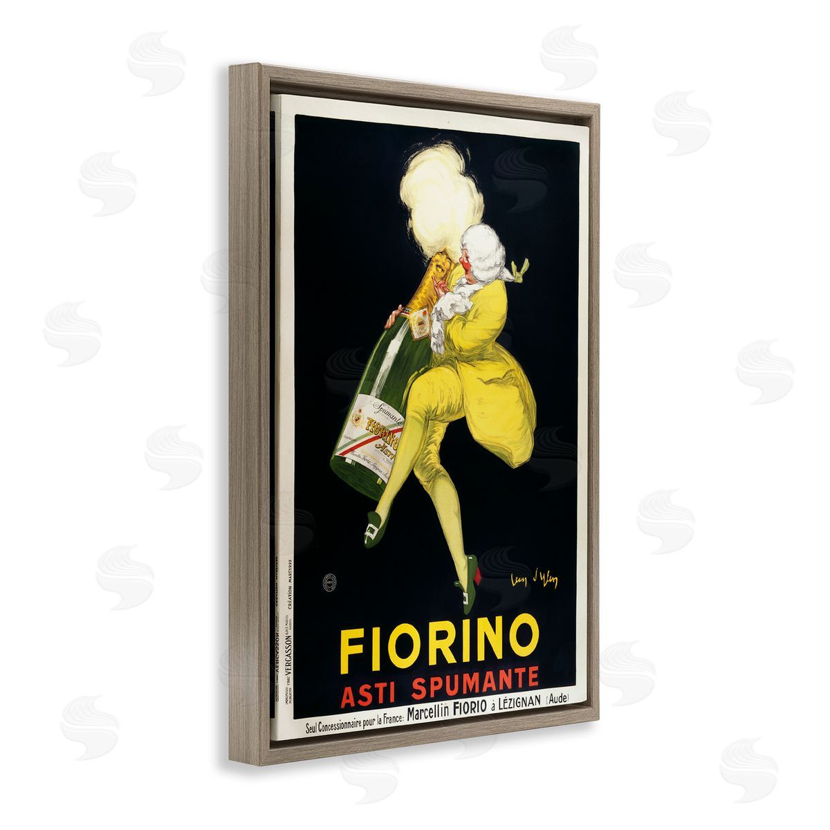 Vintage Fiorno Wine Brown Floating Frame Canvas Wall Art, Home Decor by Marcus Jules