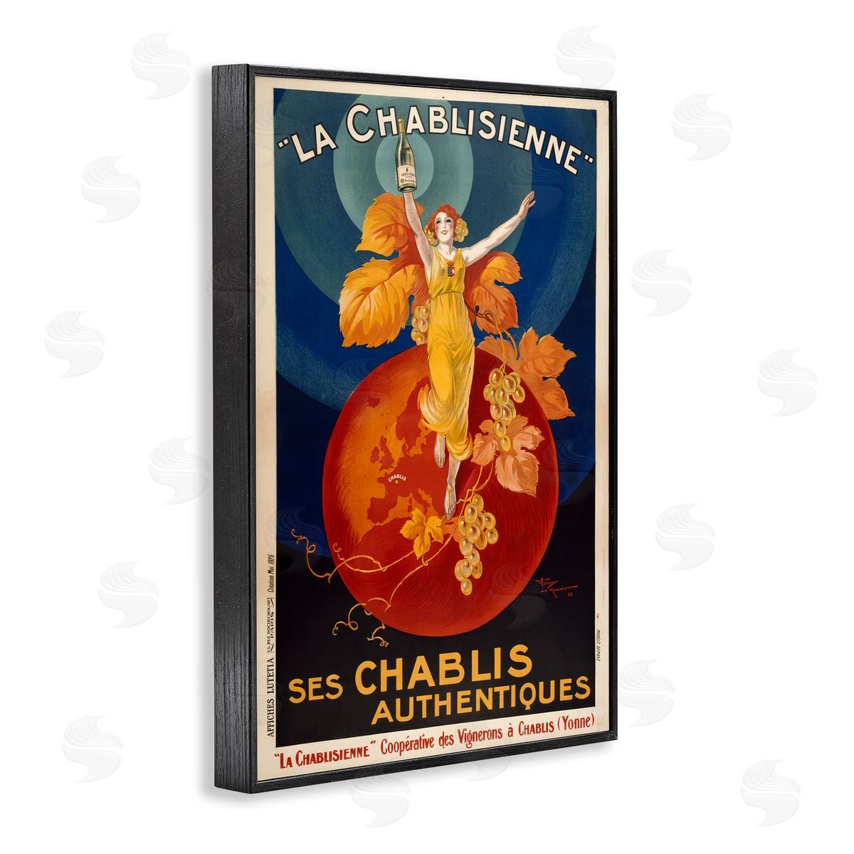 Vintage Champagne Advertisement Black Frame Print Wall Art, Home Decor by Marcus Jules