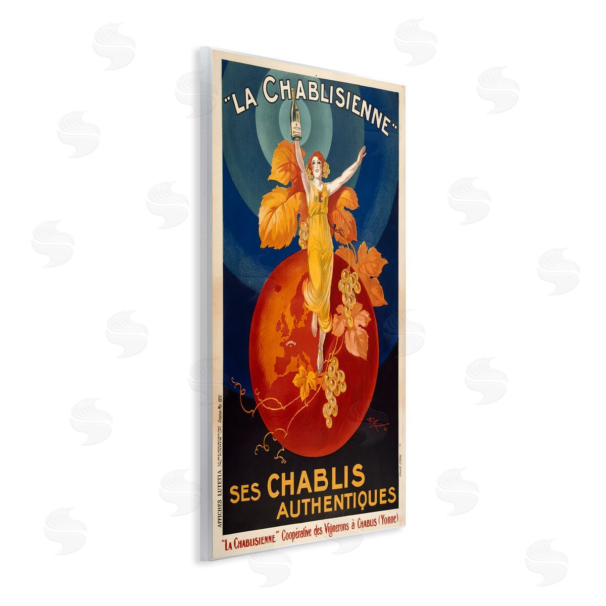 Vintage Champagne Advertisement Wood Plaque Wall Art, Home Decor by Marcus Jules