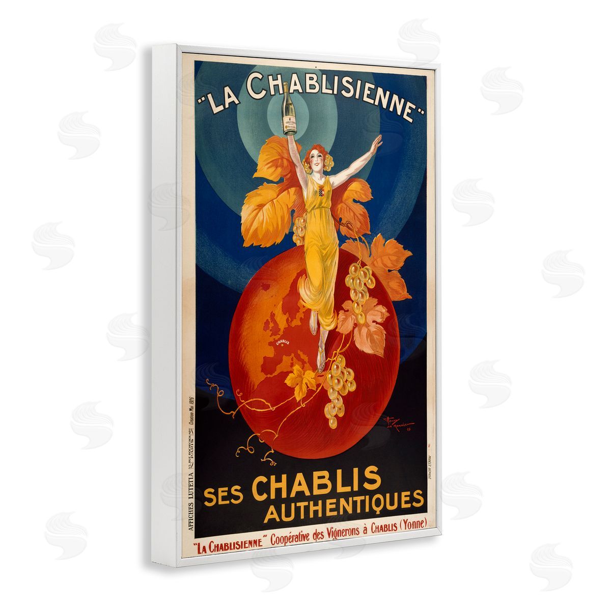 Vintage Champagne Advertisement White Frame Print Wall Art, Home Decor by Marcus Jules