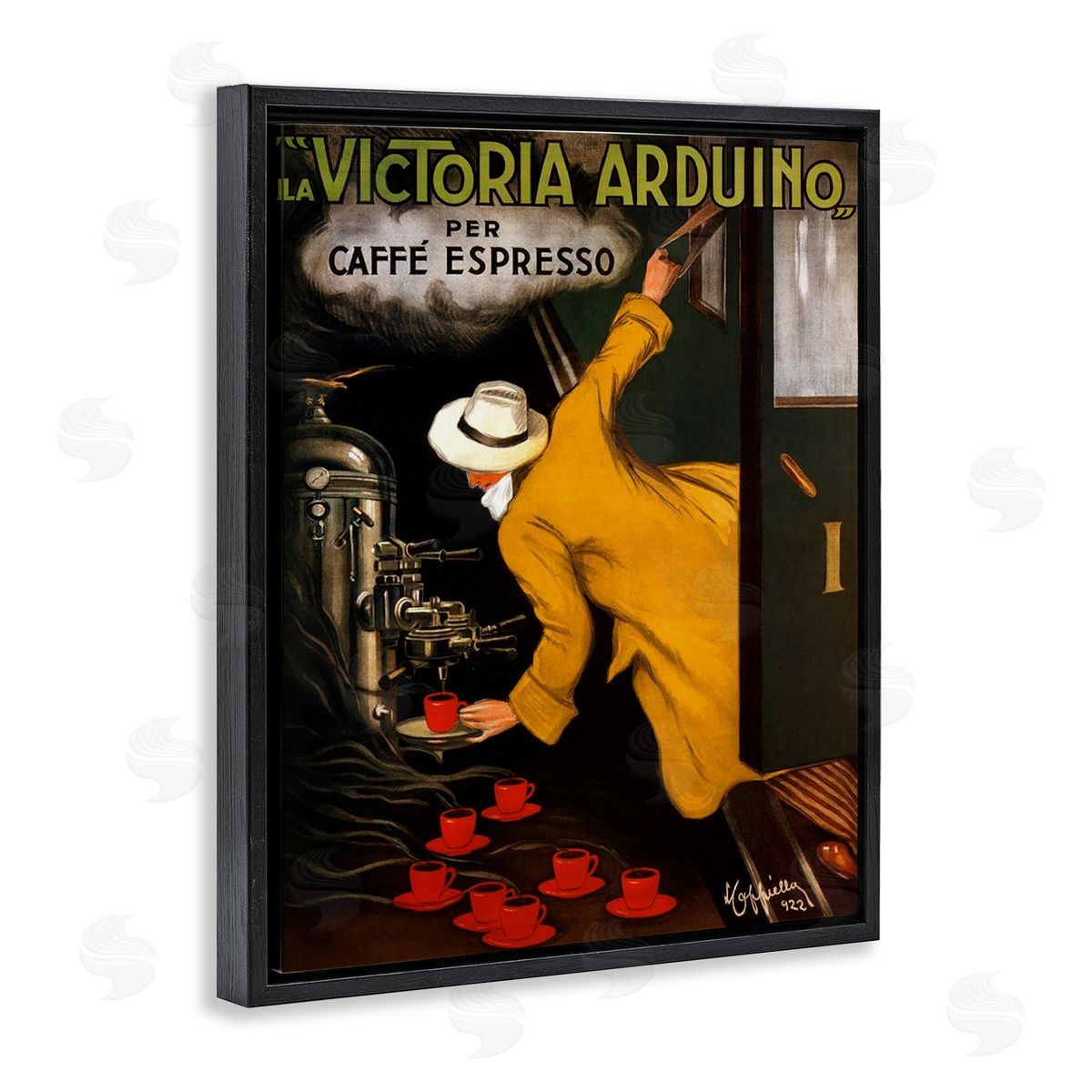 Vintage Espresso Advertisement Black Floating Frame Canvas Wall Art, Home Decor by Marcus Jules