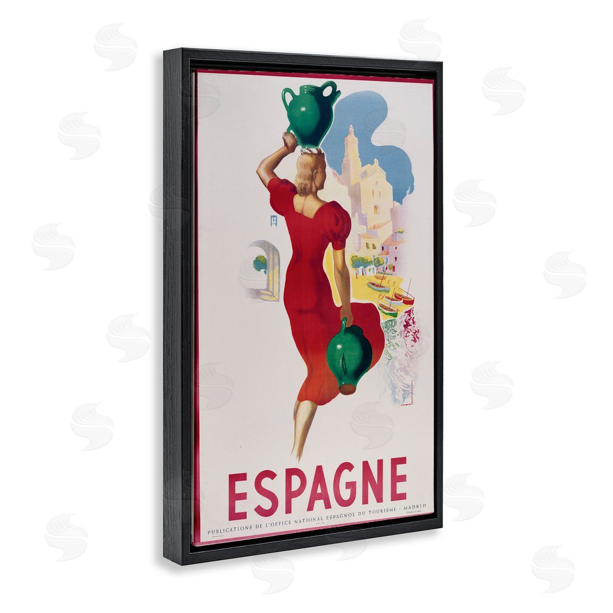 Vintage Spain Travel Advertisement Black Floating Frame Canvas Wall Art, Home Decor by Marcus Jules