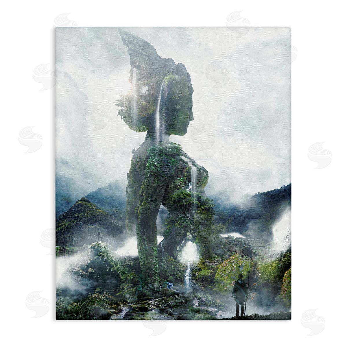 Mossy Nature Statue of Woman Canvas Wall Art, Home Decor by Barrett Biggers