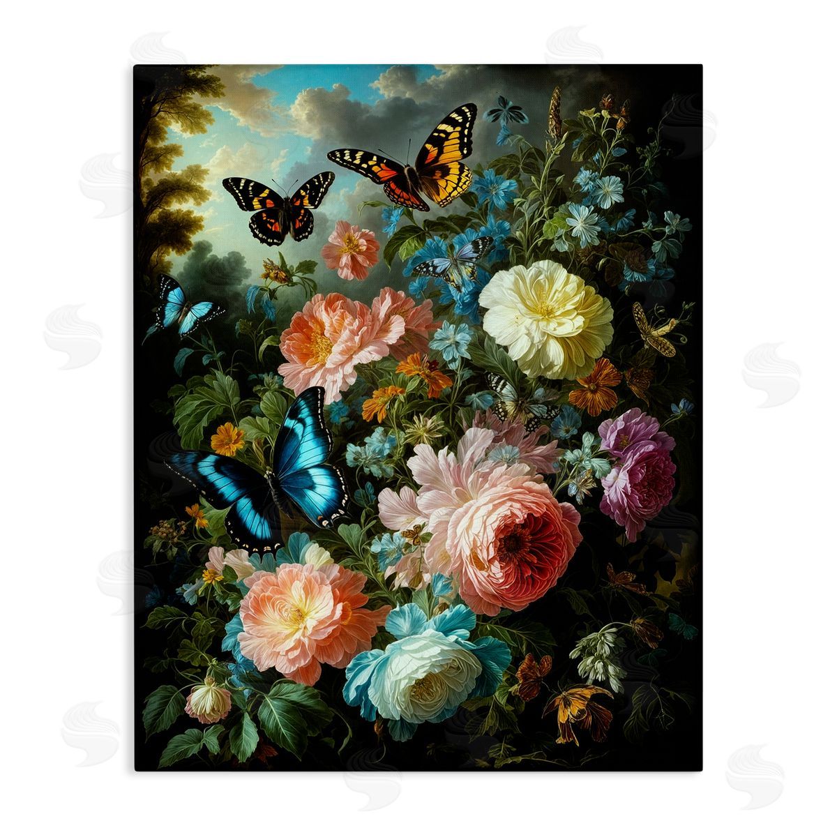 Blooming Roses & Monarch Butterflies Canvas Wall Art, Home Decor by Tabz Jones