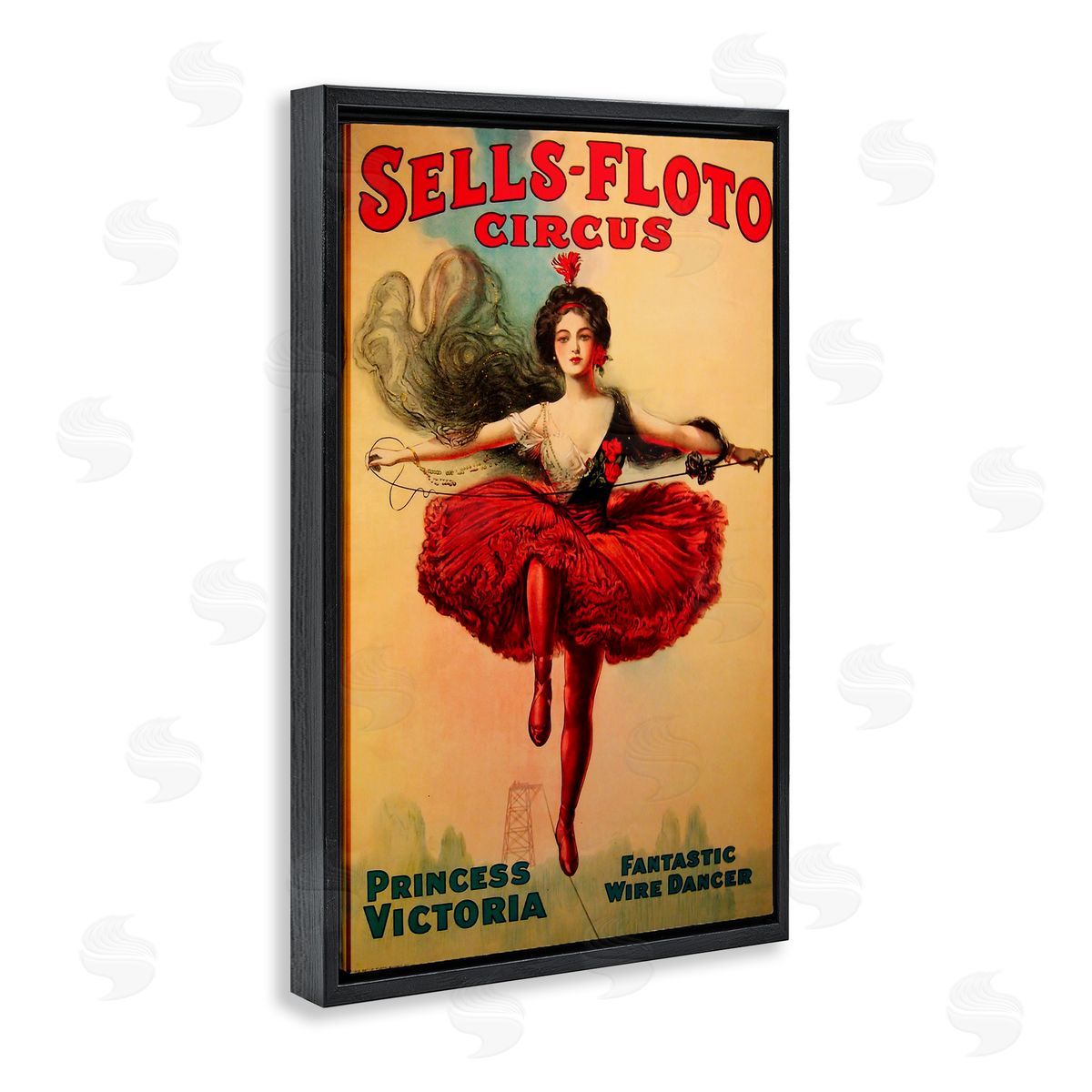Sells-Floto Circus Vintage Poster Black Floating Frame Canvas Wall Art, Home Decor by Marcus Jules