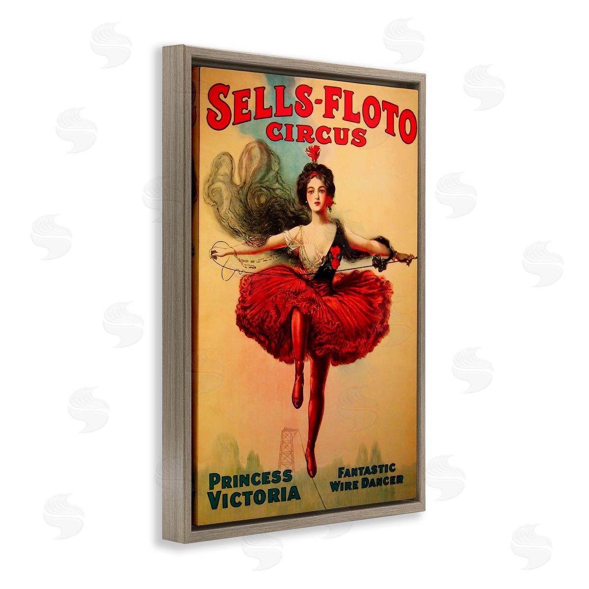 Sells-Floto Circus Vintage Poster Brown Floating Frame Canvas Wall Art, Home Decor by Marcus Jules