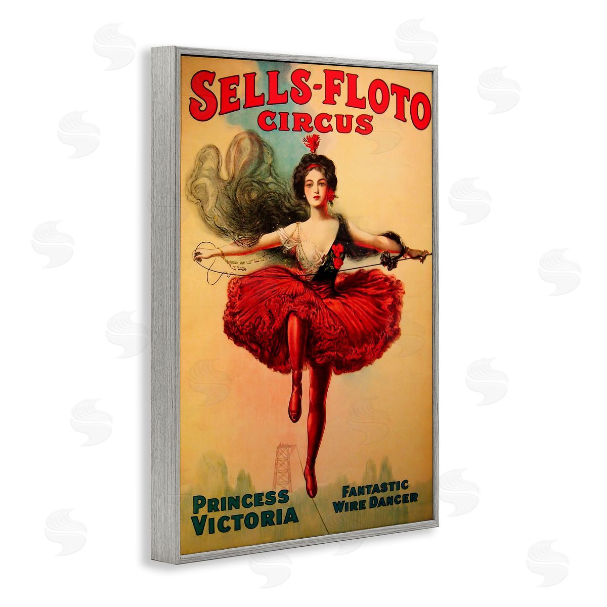 Sells-Floto Circus Vintage Poster Grey Frame Print Wall Art, Home Decor by Marcus Jules