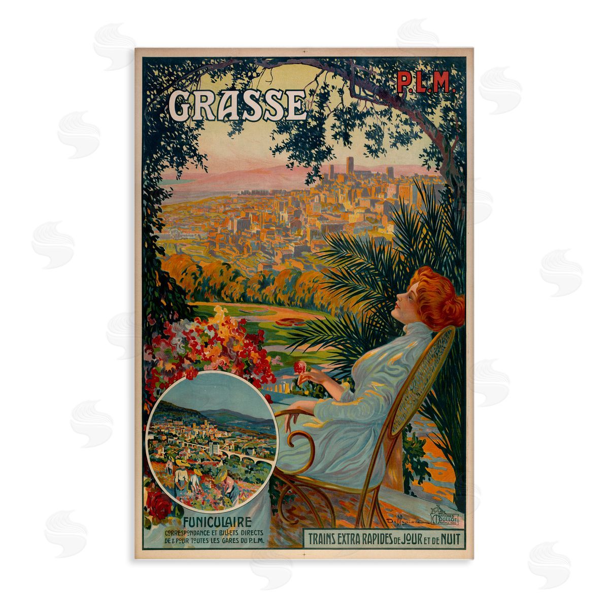 Vintage Grasse Advertisement Canvas Wall Art, Home Decor by Marcus Jules