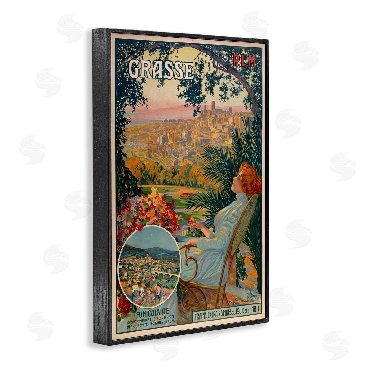 Vintage Grasse Advertisement Black Frame Print Wall Art, Home Decor by Marcus Jules