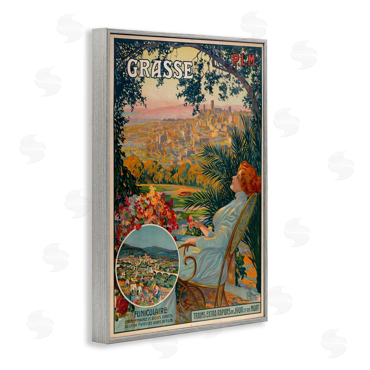 Vintage Grasse Advertisement Grey Frame Print Wall Art, Home Decor by Marcus Jules