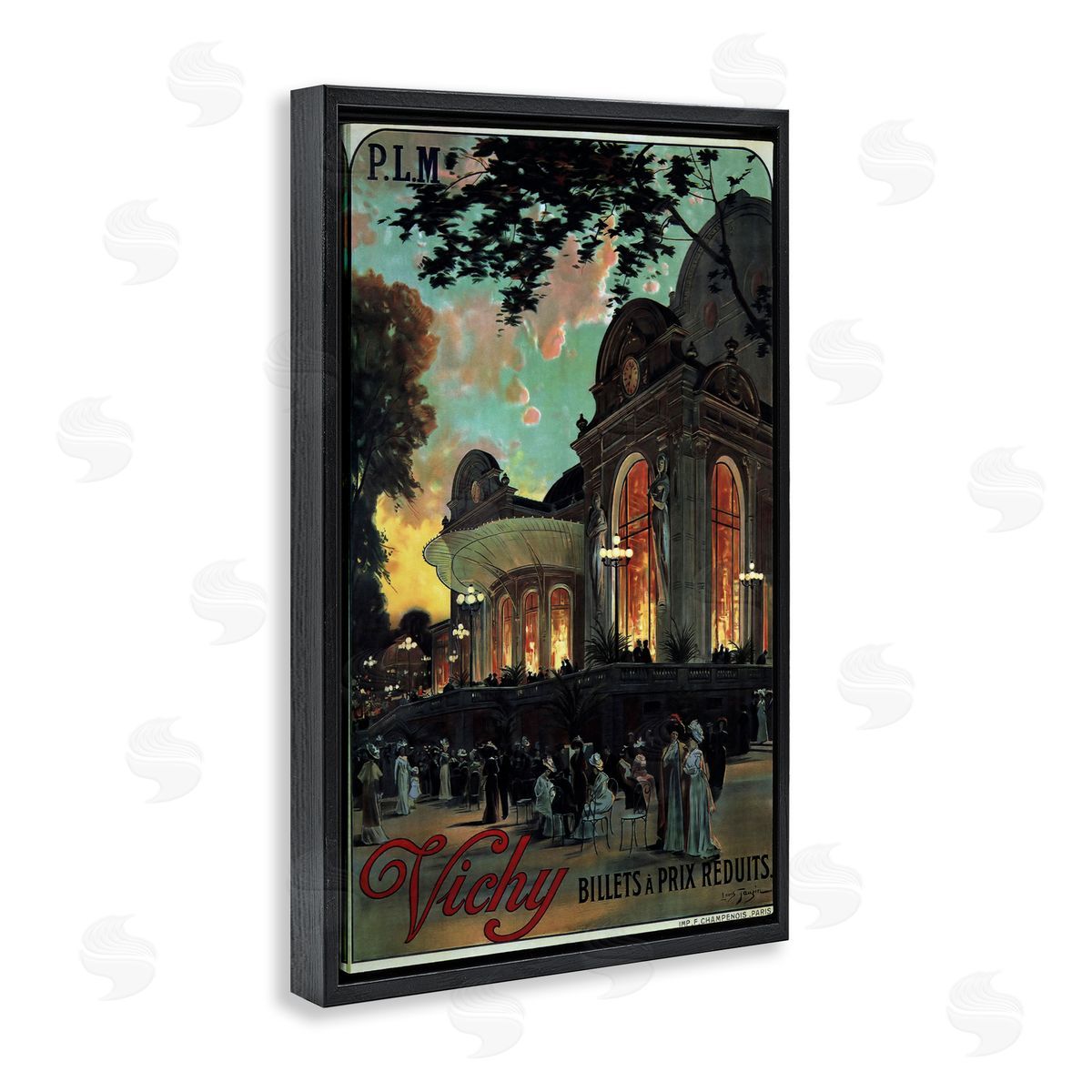 Vichy Cultural Antique Poster Black Floating Frame Canvas Wall Art, Home Decor by Marcus Jules