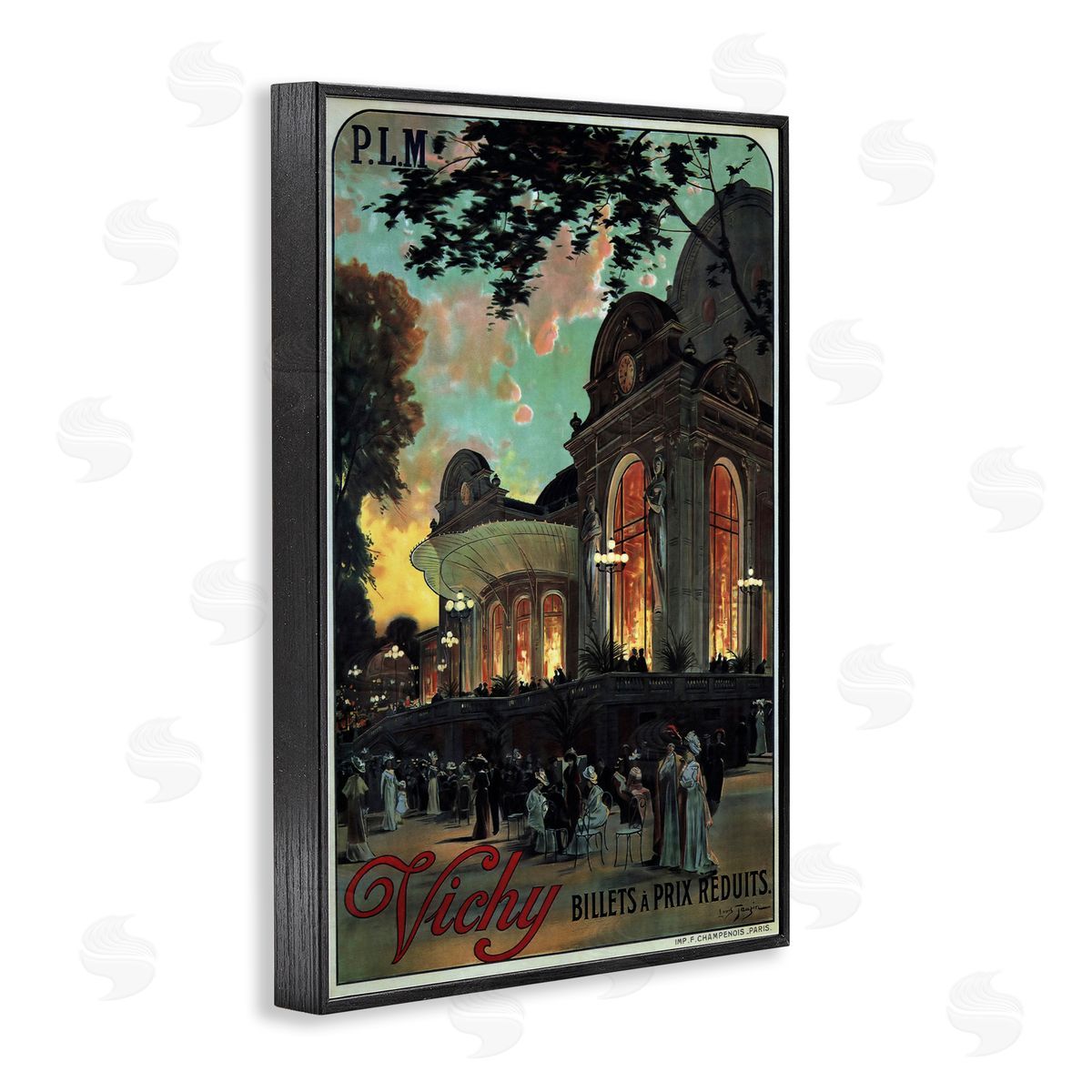 Vichy Cultural Antique Poster Black Frame Print Wall Art, Home Decor by Marcus Jules